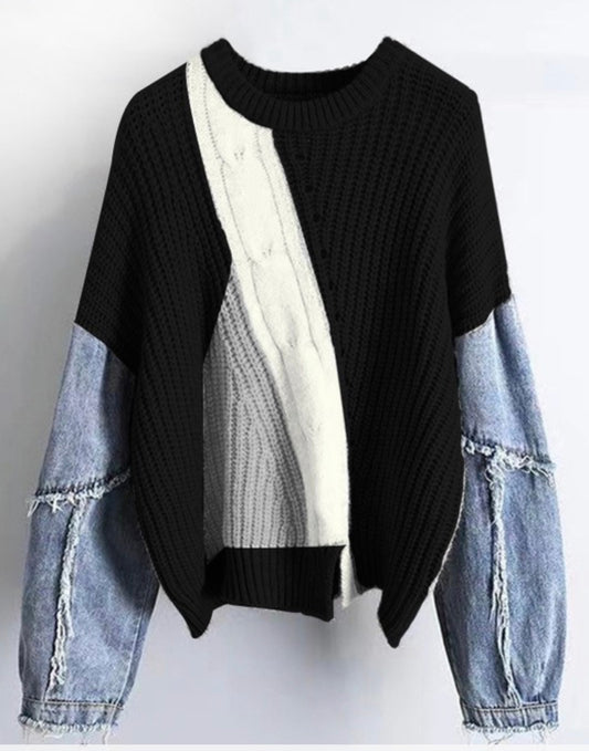 Denim Sleeve Sweater PREORDER